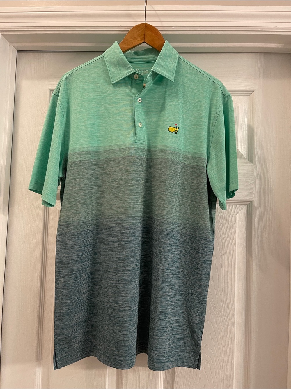 Masters Tech Gradient Green Short-Sleeve Polo with Embroidered Logo